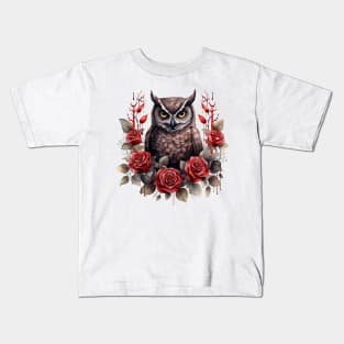 Gothic Rose Owl Kids T-Shirt